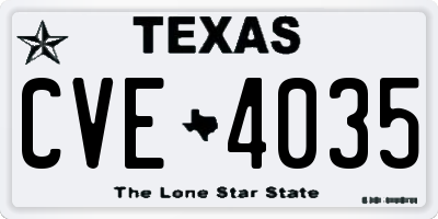 TX license plate CVE4035