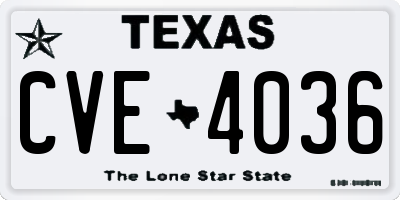 TX license plate CVE4036