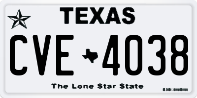 TX license plate CVE4038
