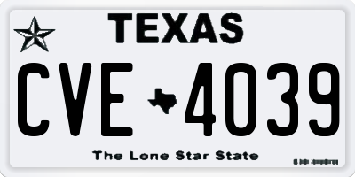 TX license plate CVE4039