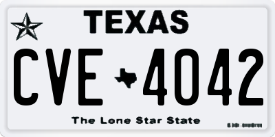 TX license plate CVE4042