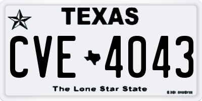 TX license plate CVE4043