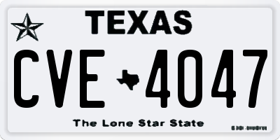 TX license plate CVE4047