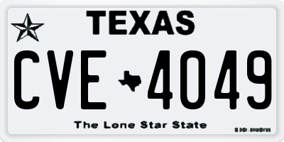 TX license plate CVE4049