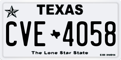 TX license plate CVE4058