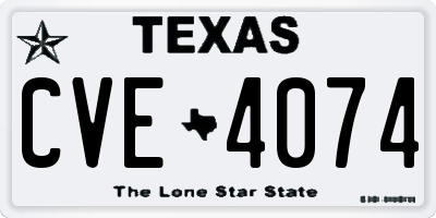 TX license plate CVE4074