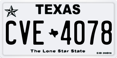 TX license plate CVE4078
