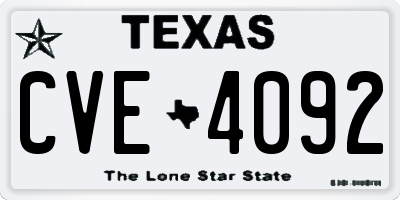 TX license plate CVE4092