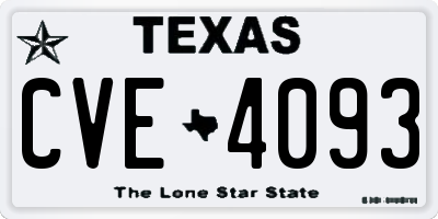 TX license plate CVE4093
