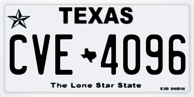 TX license plate CVE4096