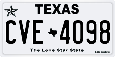 TX license plate CVE4098