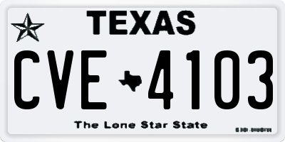 TX license plate CVE4103
