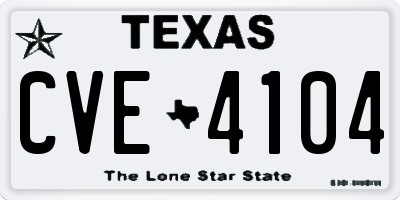 TX license plate CVE4104