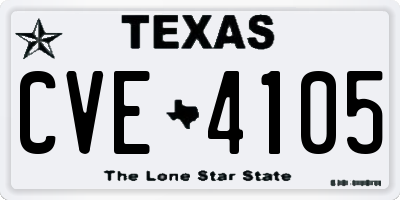 TX license plate CVE4105