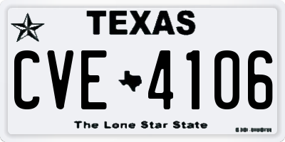 TX license plate CVE4106