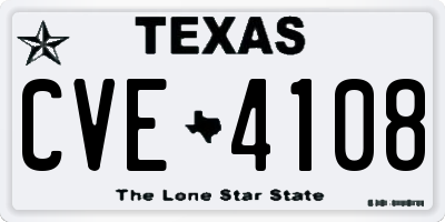 TX license plate CVE4108