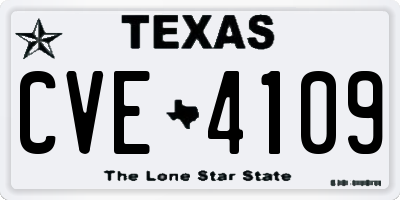 TX license plate CVE4109