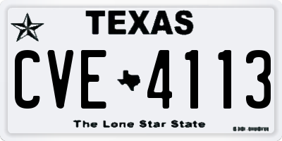 TX license plate CVE4113