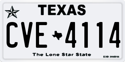 TX license plate CVE4114