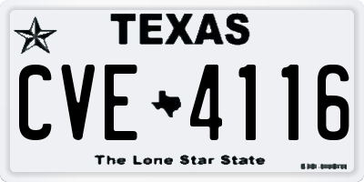 TX license plate CVE4116