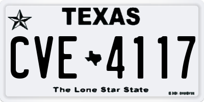 TX license plate CVE4117