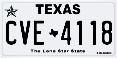 TX license plate CVE4118