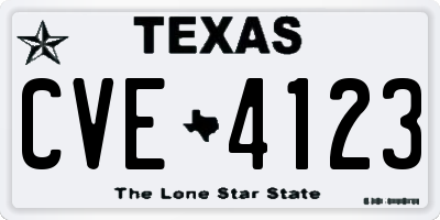 TX license plate CVE4123