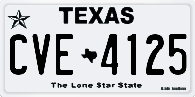 TX license plate CVE4125