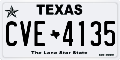 TX license plate CVE4135