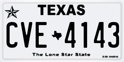 TX license plate CVE4143
