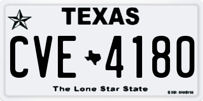 TX license plate CVE4180