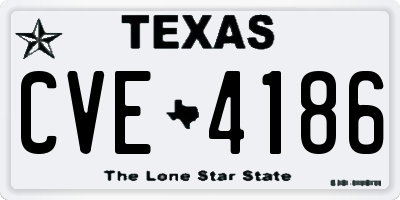TX license plate CVE4186