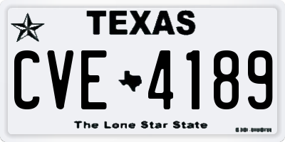 TX license plate CVE4189