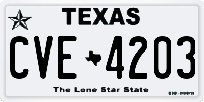 TX license plate CVE4203