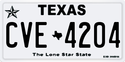 TX license plate CVE4204