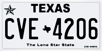 TX license plate CVE4206