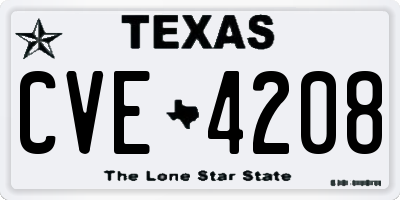 TX license plate CVE4208