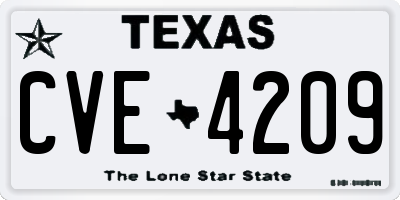 TX license plate CVE4209