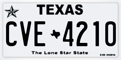 TX license plate CVE4210