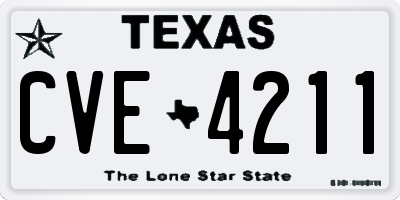 TX license plate CVE4211