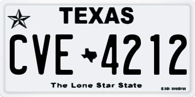 TX license plate CVE4212