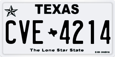 TX license plate CVE4214