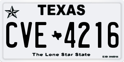 TX license plate CVE4216