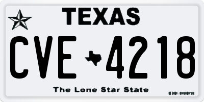 TX license plate CVE4218