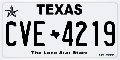 TX license plate CVE4219