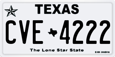 TX license plate CVE4222