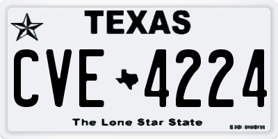 TX license plate CVE4224