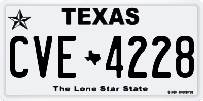 TX license plate CVE4228