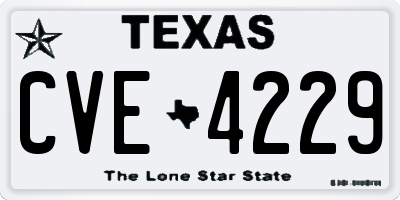TX license plate CVE4229