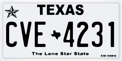 TX license plate CVE4231